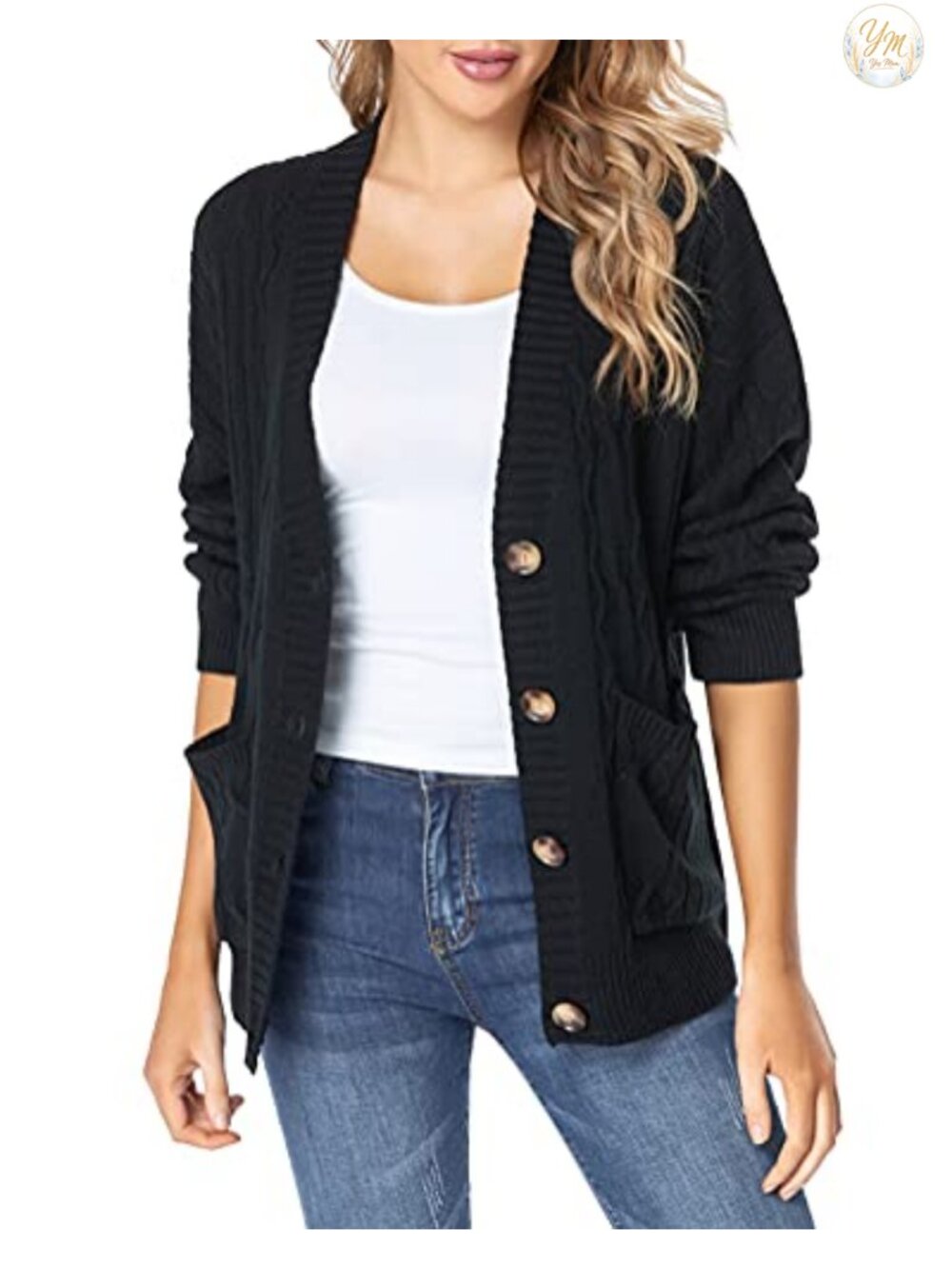 Women's Oversized Chunky Knit Button Cardigan Sweater with Pockets